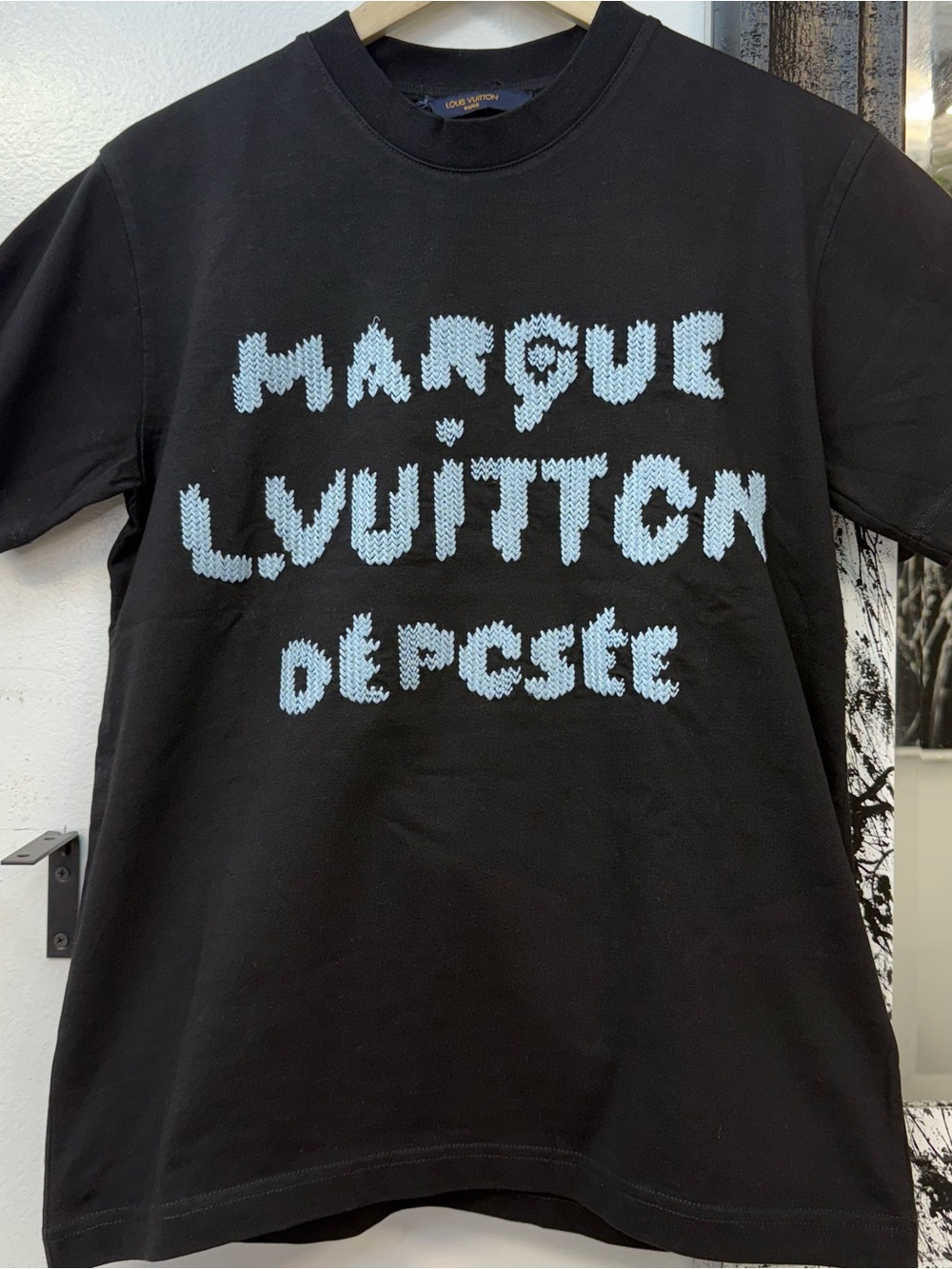 Louis Vuitton Black knit Marque L. Vuitton déposée" signature T-shirt